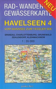 Rad- und Wanderkarte + Gewässerkarte Havelseen 4  vom Wannsee zum Tegeler See